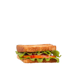 Sandwich with Tomatoes, Ham and Cheese isolated on white