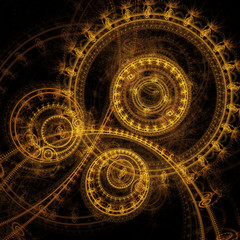 Abstract fantasy golden steampunk design