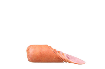 smoked ham on white background.