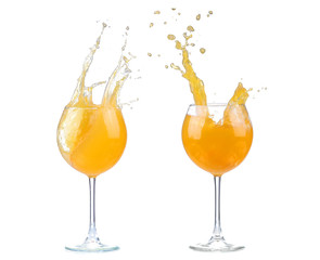 Fototapeta na wymiar Orange cocktail with splashes. Vector illustration