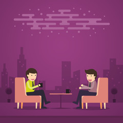 Businessman Relax at the Coffee Shop With Business Partners