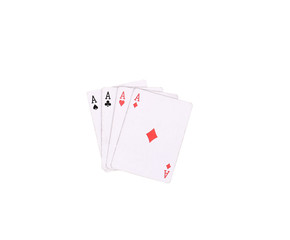 Chip and cards isolated on white background.