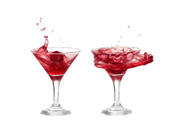 Wine collection - Splashing red wine in a glass. Isolated on whi
