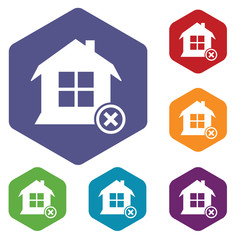 Remove house hexagon icon set