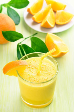 Orange smoothie in glass