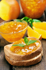 Orange jam on toast