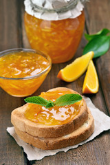 Orange jam on toast
