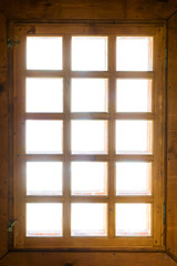 Wooden window with bars