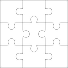 Jigsaw puzzle blank template 3x3