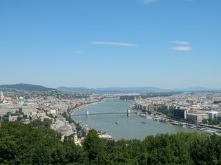 Fototapeta na wymiar The Danube river view from Gellert Hill