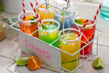 Sweet lemonade with lemon and orange