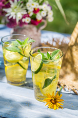 Cold drink served in a summer garden