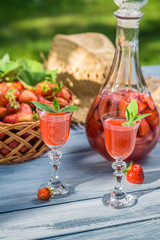 Homemade strawberry liqueur