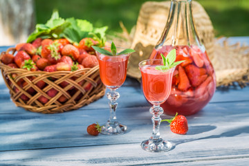 Homemade strawberry liqueur
