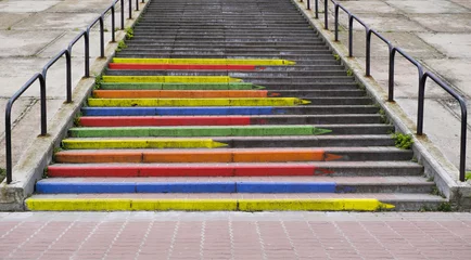 Fototapete Treppen Stairway in the form of pencils of rainbow colors