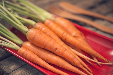 Baby carrots, fresh vegetables grown with pesticides and non-tox