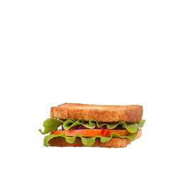 Sandwich with Tomatoes, Ham and Cheese isolated on white