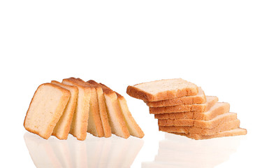 collage sliced bread isolated on white background