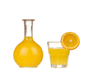 Orange juice on white background