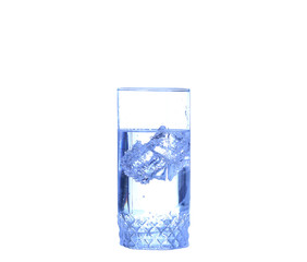 Glass of water and ice  on a white background
