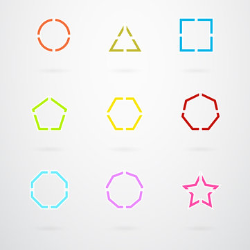Basic Geometric Shapes Vector Icon Set In Retro Colors