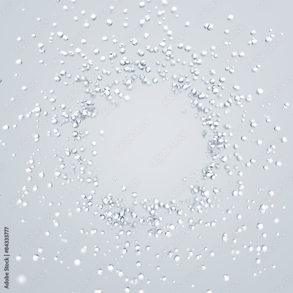 Poster abstract rendering of low poly chaotic particles.
