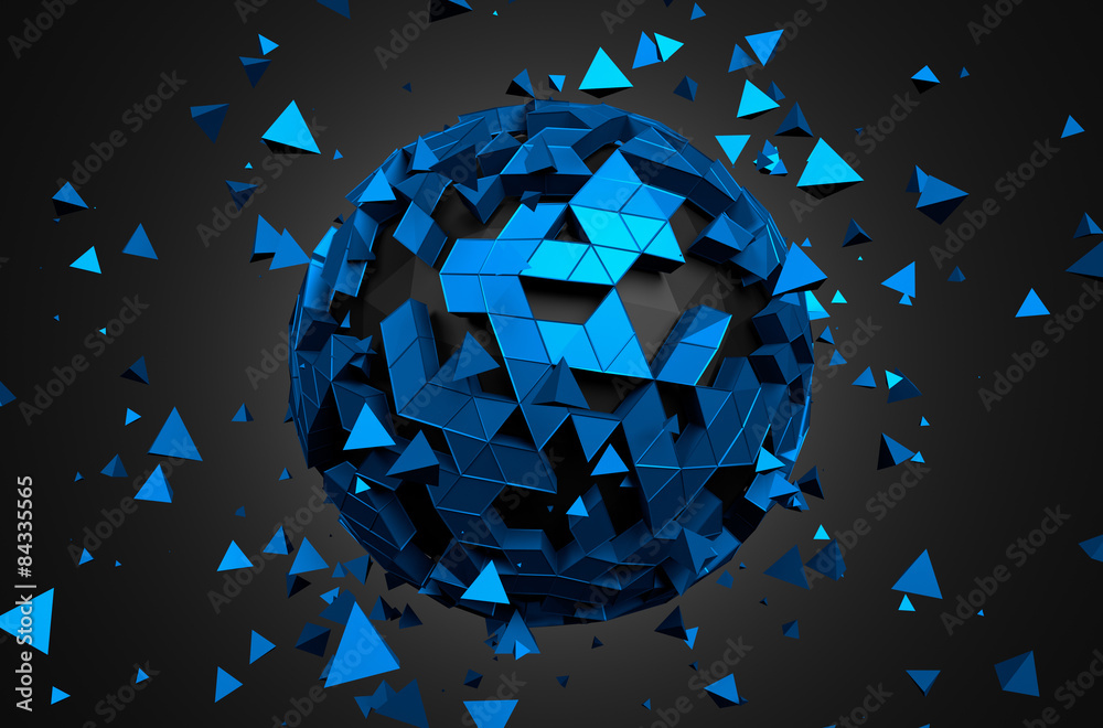 Poster abstract 3d rendering of low poly sphere.
