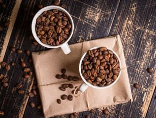 Coffee beans in a cups