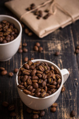 Coffee beans in a cups