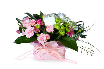 Flowers in box isolated on white