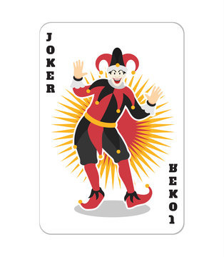 Vector game card with Joker. Flat illustration
