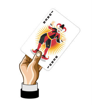 Vector Joker game card in hand