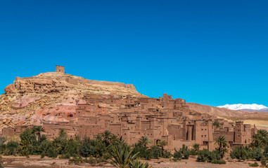 Ait Benhaddou mud town in Morocco desert