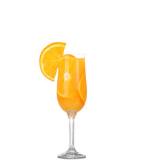 Orange juice and slices of orange isolated on 