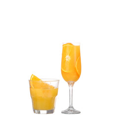 Orange juice and slices of orange isolated on 