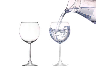 Strawberries, ice cubes into the glass