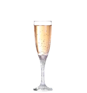 Champagne in a glass. Isolated on white 