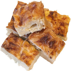 Gibanica Cheese Pie Slices Isolated On White Background.