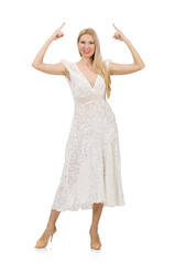 Woman in dress in fashion dress isolated on white