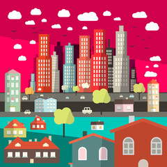 Flat Design City Vector