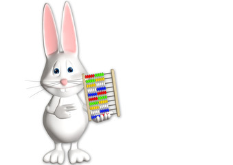 Hase Abakus Mathematik rechnen 3D weiß zeigen Comic
