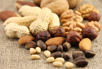 Abstract view of the mixture of nuts