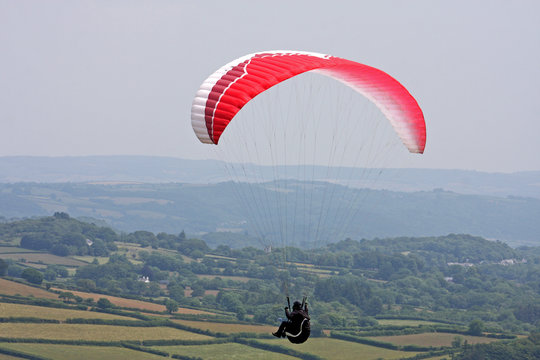 Paraglider over dartmoor