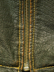 Zipper on a black leather.
