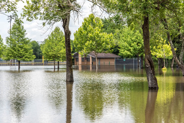 Fototapeta na wymiar flooded roads and landscapes in Houston Texas following heavy rains
