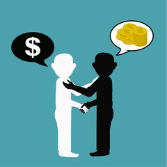 business and friendship relationship over color background