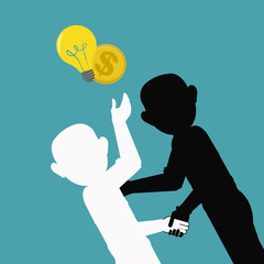 business and friendship relationship over color background