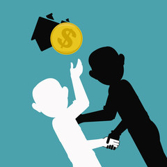 business and friendship relationship over color background