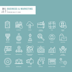 Set of thin lines web icons for business  