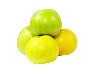 Heap of green ripe apples.Isolated.